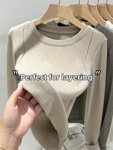 Flannel Collar Fleece Lined Spring New Simple Slim Fit T Shirt