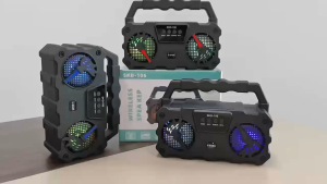 SKD-106 Wireless Bluetooth Speaker with LED Lights 3" x 2 Dual Speakers Wired Microphone Carry Handle Loud Outdoor Sound