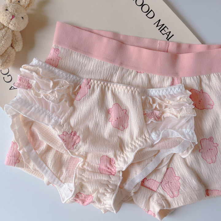 Underwear%20Set%20Female%20Male%20Pink%20Cartoon%20Print%20mid%20Waist%20Polyester%20Fiber%20Youth%20Couples%20Briefs%20Flat%20Angle%20Pants%20-%20Image%207