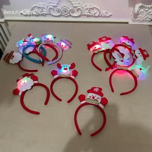 Christmas Headband Santa Claus Elk Antlers Reindeer Headband Cosplay Ears Led Glowing Ornaments Party Christmas Hair Accessories