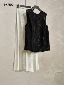 PAFUQI | Modified Chinese Style Vest Dress Sleeveless Dark Flower Pattern Womens Outfit