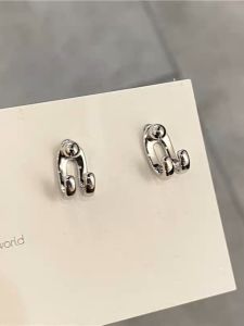 S925 Pure Silver Earrings for Women Double Wire Hook Style Versatile Fashion Accessories Korean and Hong Kong Trendy Ear Studs