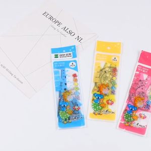 ONE-A66 Penggaris Plastik 15cm Set Isi 4 Alat Tulis Sekolah Kantor Karakter Motif Jerapah / Penggaris Matematika Pengaris Garisan Penggaris Set / Ruler Set