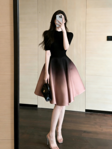 Style A-line Skirt with Gradient Shorts Set