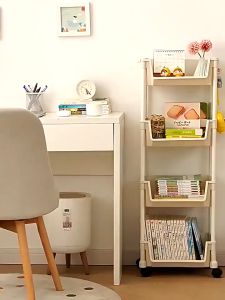 Multi-Layer Storage Rack With Wheels Movable Book Shelf Rack Household Kitchen Storage Rak Open Storage Box Rak Buku 書本收納架