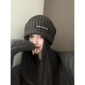 Warm Knitted Woolen Hat Womens Winter Style Small Face Illusion Ear Protection Tassel Top round Cap No Brand Registered Trademark