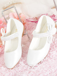 Princess Shoes for Girls Soft Bottom Leather High Heels Suitable for Piano Performances White Matched with Dresses Spring Autumn