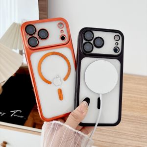 เคสแม่เหล็กสำหรับ iPhone 17 Pro Max 17Pro ฝาหลังเคลือบ TPU นิ่มใส รองรับ Mag-safe ชาร์จไร้สาย พร้อมฟิล์มป้องกันเลนส์กล้องเต็มรูปแบบ