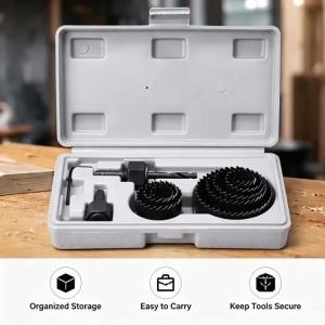 【2026 New】13Pcs Hole Saw Kit Premium Carbon Steel Sharp Teeth Fast Cutting for Wood PVC Drywall Plastic with Drill Adapter