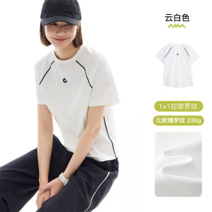 เสื้อยืดคอกลมแขนสั้นทรงเข้ารูป CLOUDSPACE เสื้อผ้าทำงานสไตล์เกาหลีสำหรับผู้หญิงในฤดูร้อน