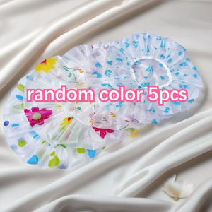 5pcs  Shower Cap Waterproof Anti Oil Smoke Hair Care Dry Hair Hat For Women Household Bathroom Bathing Daily Protection