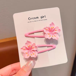 YOULE | Cute Pink Cherry Blossom Design Hair Clip for Side Ponytail and Bangs