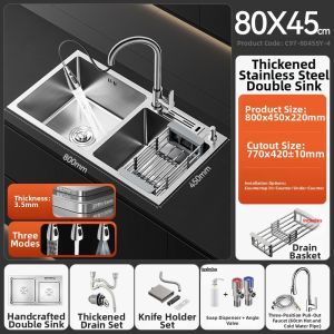 SHENYUAN | Double Basin Thickened 304 Stainless Steel Kitchen Sink