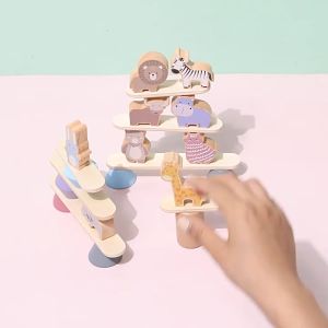 Xếp Hình Động Vật Montessori - Bộ đồ chơi xếp hình khối thăng bằng Toddler Toys bằng gỗ cho bé từ 01 tuổi phát triển