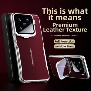 SIMERST | Ultra Lens Stand Leather Grain Phone Case For Xiaomi 15 Pro Ultra Thin Full Cover Shockproof