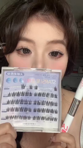 MLEN DIARY DIY C Curl False Eyelashes Sun Moon Self-Adhesive Reusable Cluster Eyelash Extension