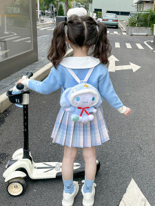 Cute Girls Autumn Fashionable School Uniform Style KitKat Dog Threepiece Set Childrens Clothing Toddler Girls Outfit