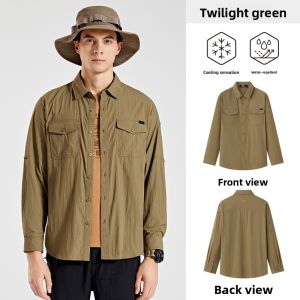 Jeep | Jeep Outdoor Mens Shirt Breathable Water-Resistant Long Sleeve Polo Comfortable Casual Clothing Spring Summer Autumn Seasonal Wear