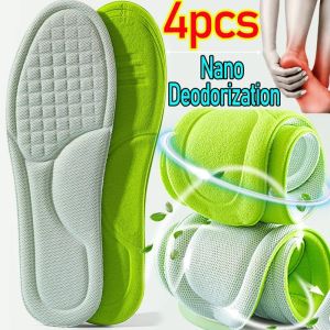 4Pcs Soft Massage Memory Foam Insoles For Sport Running Shoes Sole Breathable Cushion Pads Nano Deodorization Feet Pain Relief Insoles New
