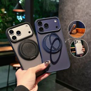 360° Roating Kickstand Ring Holder Matte Case for Magsafe Charge for iPhonne Air 17 16 15 14 Plus 13 12 11 Pro Max Armor Cover
