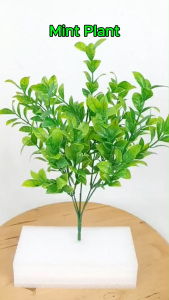 Artificial Mint Plant 35cm / Daun Hiasan Rumput Hijau Tiruan / Fake Leaf Tropical Leaves Home Decoration Wall Hanging Plant Gubahan Pasu Vase