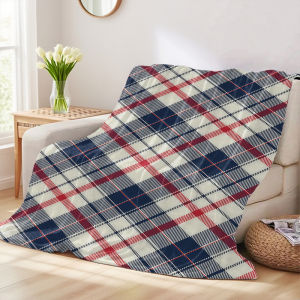 Beast Kingdom | Red Navy Diagonal Plaid Flannel Blankets Are Suitable For Sofas Mens Room Decorations Thick And Warm Gifts For Teenagers