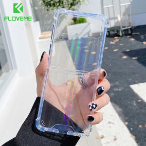 FLOVEME Aurora Transparent Phone Case For Samsung Galaxy Z Flip 4 3 5G Laser Rainbow Clear Soft TPU Shockproof Protective Cover For Galaxy Z Flip 4 3