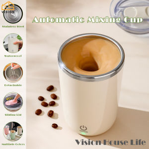 Vision 350ml Automatic Self Stirring Mug USB Rechargeable Coffee Tea Mixing Cup Mug Stainless Steel Magnetic Mixing Mug Cawan Kopi Portable Thermal Insulation Stirring Cup