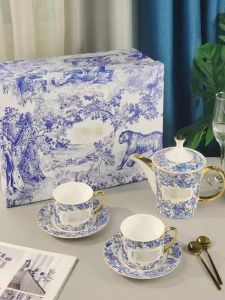 Bộ Bát Đĩa Sứ Trắng Họa Tiết Hoa Phong Cách Châu Âu Bộ Bốn Món Sứ Sứ Xương Viền Vàng Bộ Trà Hoa Cúc Họa Tiết Xanh Sứ Sứ