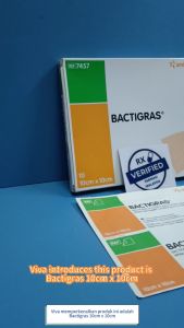 Bactigras 10x10cm Smith & Nephew Acetate Tulle Gras dressing bactigrass Chlorhexidine Paraffin 7457 86300401