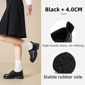 Josiny | Thick Sole Womens Loafers Black