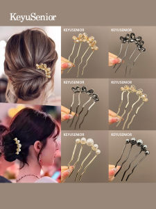 Pearl Water Diamond Four-Tooth Comb Hairpin Womens Bun Hair Comb Stylish Retro Hair Accessories Alloy Silver Gold Plated