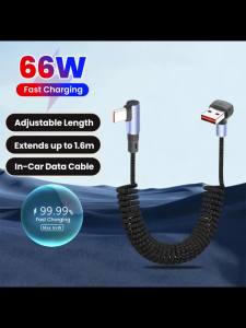 OLAF | Cáp Sạc Nhanh PD 100W Type C Sang USB C Cáp Lò Xo Thu Gọn Cho Ô Tô Dành Cho iPhone 15/16/17 Samsung 66W Cáp Điện Thoại Di Động Bện