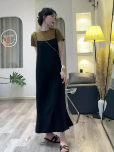 Black Pear-Shaped Body Casual Summer Clothes Two-Piece Set for Women Lyocell Fiber Simple Top and Skirt Set for Birthday Party