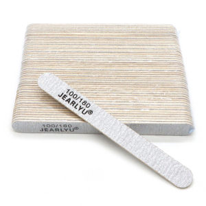 50pcs 13cm Straight Nail File 100/180 Grit Wooden Disposable Emery Board Double Sided for Shaping/Buffing Natural Gel Nails