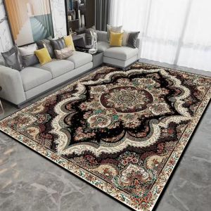 American Style Living Room Carpet Bedroom Sofa Tea Table Home Use Rug Rectangular Shape Mixed Material Plant Floral Pattern
