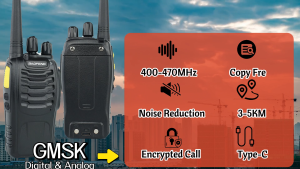 Baofeng BF-888SD 5W High Power Portable Walkie Talkie Dual Mode Digital Analog Type-C Charger UHF Radio Long Range Two Way Radio Wireless Copy Frequency