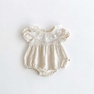 Korean-style summer baby girl lace doll collar jumpsuit summer baby girl sweet and cute jumpsuit very suitable for going out t