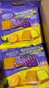 แครกเกอร์แซนวิชครีมกลิ่นองุ่นกลิ่นเลมอน ตราสยามฟู้ดส์ 170g./ถุง