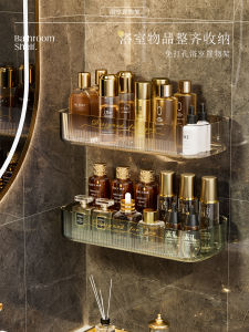ตู้กระจกติดผนังสำหรับห้องน้ำแบบไม่ต้องเจาะ ชั้นวางของในห้องน้ำ กล่องเก็บของ ชั้นวางเครื่องสำอาง กระดานจัดระเบียบ 1 ชั้น