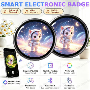 New Smart Bluetooth Anime Digital Electronic Badge Support GlF/Audio Video Playback Digital Pin Anime Dynamic Display E-badge M3