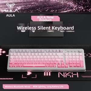 AULA-MOJING | Three-mode Bluetooth Wireless Keyboard Quiet Gaming & Office