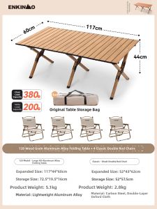ENKINMO | Outdoor Folding Picnic Table and Chairs Integrated