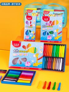 Non-Messy Hand Plastic Crayons 12/24/36/48 Colors Bucket Boxed Storage Easy Grip for Children Drawing Art Supplies