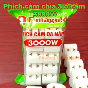 Phích cắm chia 3 ổ cắm - Phích cắm chuyển đổi 3 chấu 3000W