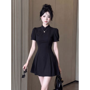 ANFEIQI | New Chinese Style Black Slim Waist Dress