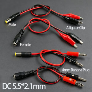 1PC DC5.5*2.1mm Male Female Jack To4mm Banana Plug /Alligator Clips Crocodile Wire DC Power Cable Connector Cable Cord 25CM Long