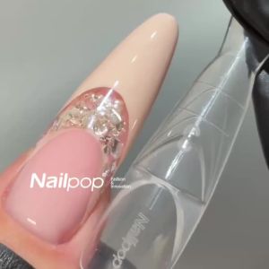 Nailpop 150pcs 3D Ladder French Nail Exclusive Art Builder Molds Oval Clear 15 Sizes Original Professional Extension Tips System