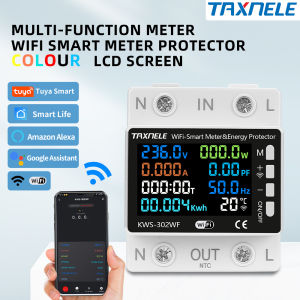 TUYA WiFi Smart Circuit Breaker Power Meter Relay Over Under Voltage Protection Switch Energy kWh Temperature Meter Smart Life