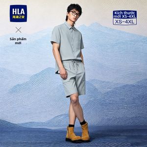 HLA | Bộ Áo Sơ Mi Tay Ngắn và Quần Short Đựng Đồ Thời Trang Mùa Hè Nam